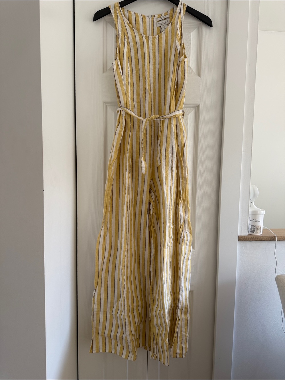 Rachel Zoe Yellow and White Striped jumpsuit